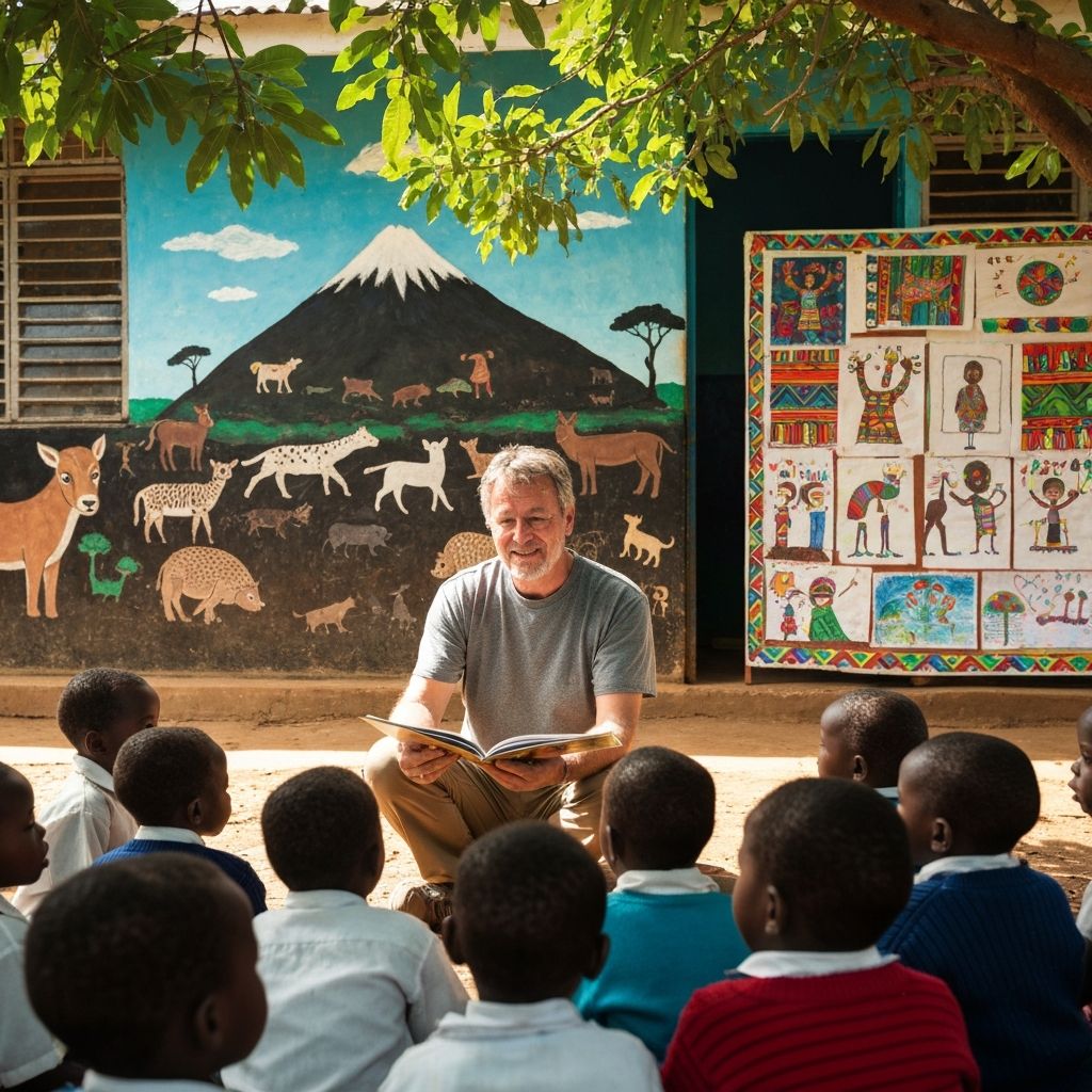 Volunteer reading to children