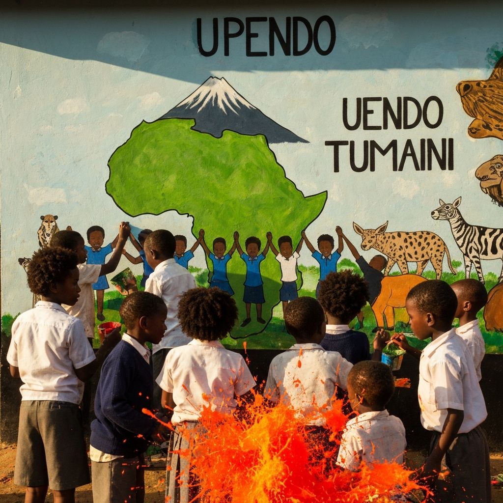 African mural painted by children